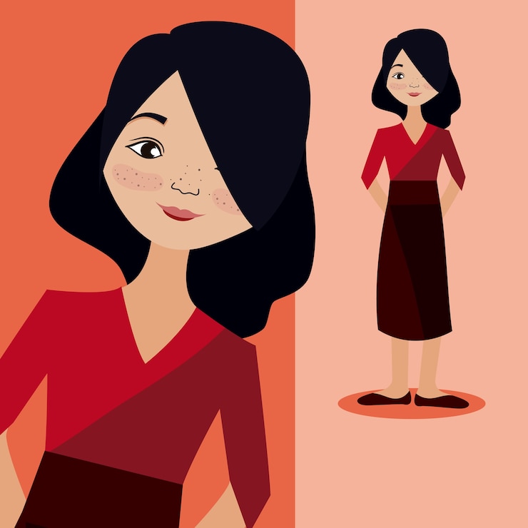 Vector kartun wanita muda