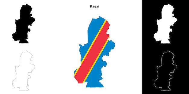 Kasai province outline map set