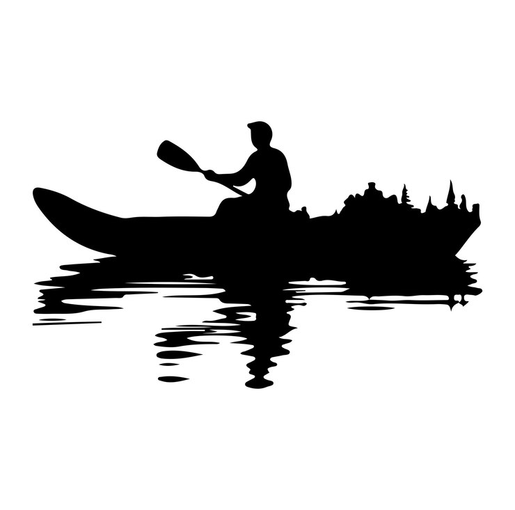 Vector kayaking vector silhouette illustration