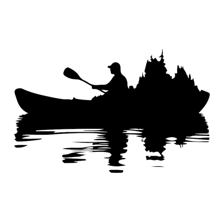 Vector kayaking vector silhouette illustration