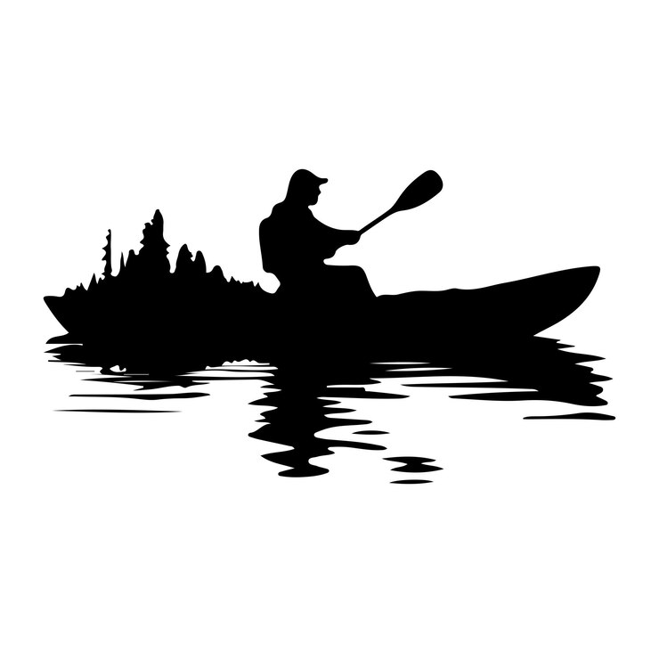 Vector kayaking vector silhouette illustration