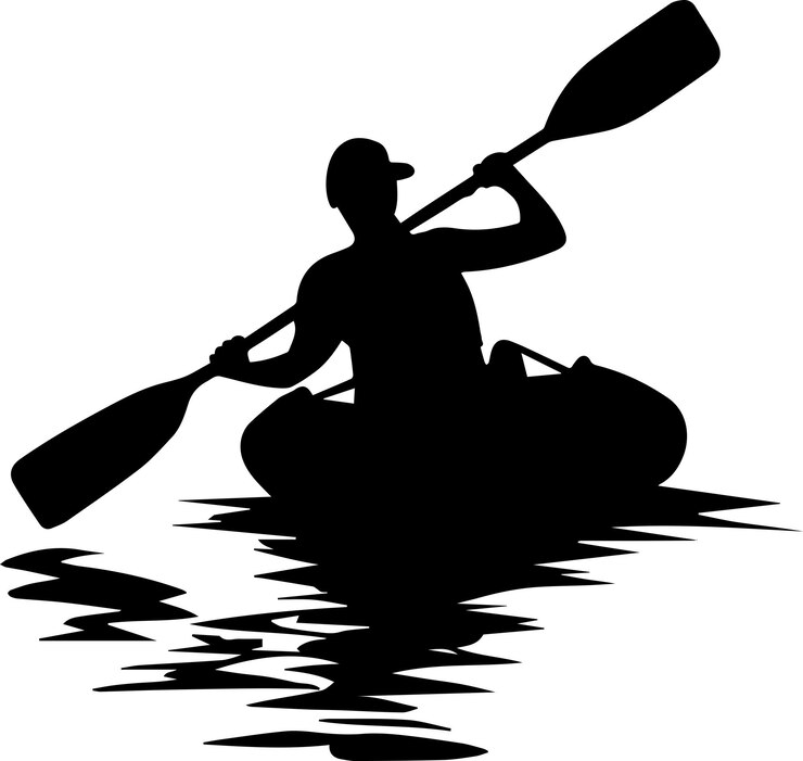 Vector kayaking vector silhouette illustration
