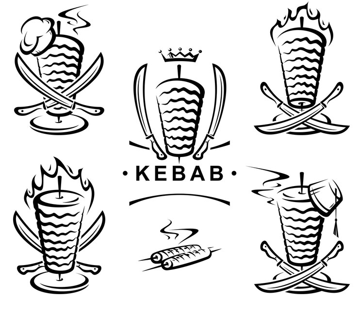 Vector kebab set. collection icon kebabs. vector