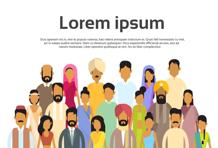 Vector kelompok orang bisnis india, ruang salinan tim kerumunan india