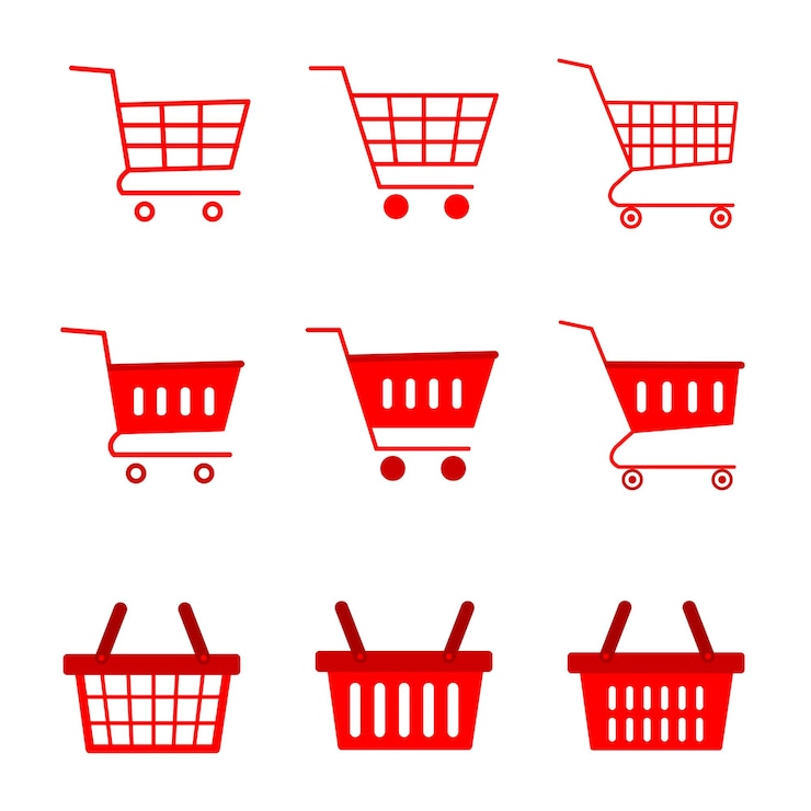 Vector keranjang belanja dan keranjang