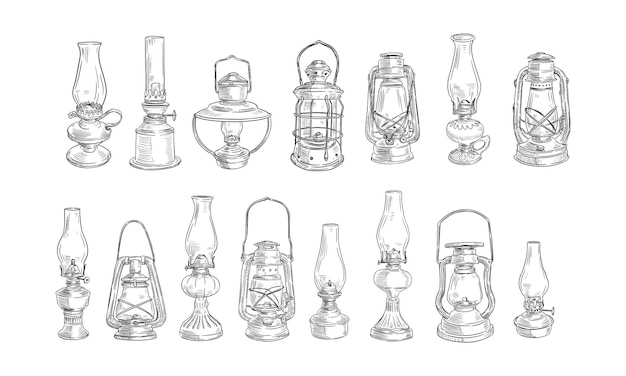 kerosene lamp handdrawn collection