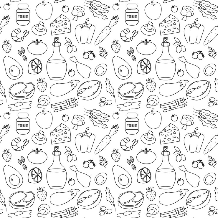 Ketogenic diet A large set of products seamless pattern
