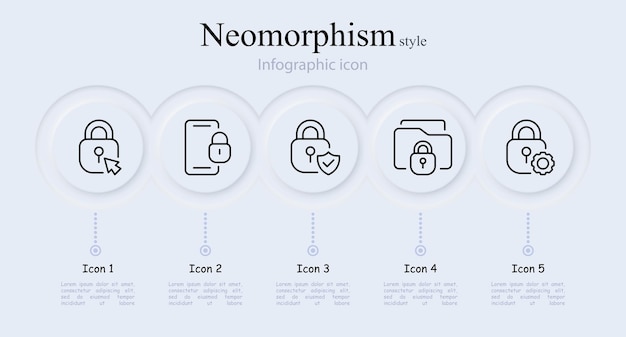 Keyhole line icon set Password smartphone folder gear lock protection threat shield key master key hacking Neomorphism style Vector line icon for Business