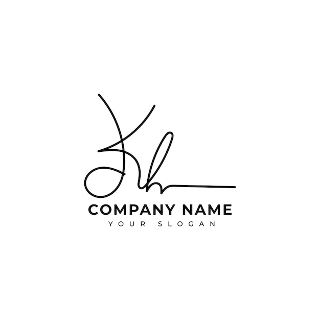kh initial signature logo vector design