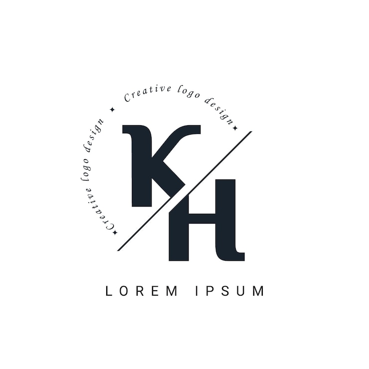 KH Letter Logo Design with a Creative Cut Creative logo design