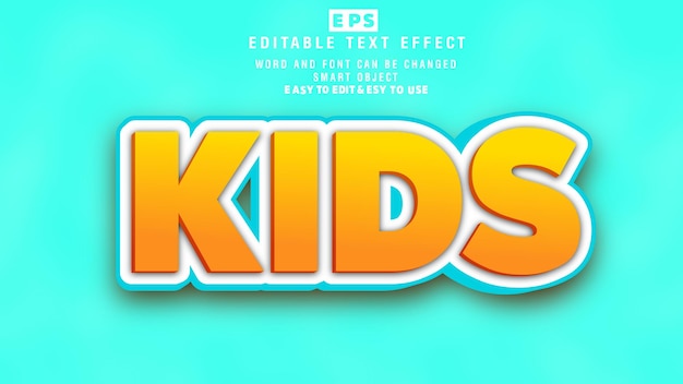 Kid 3d Editable Text Effect Vector With Background