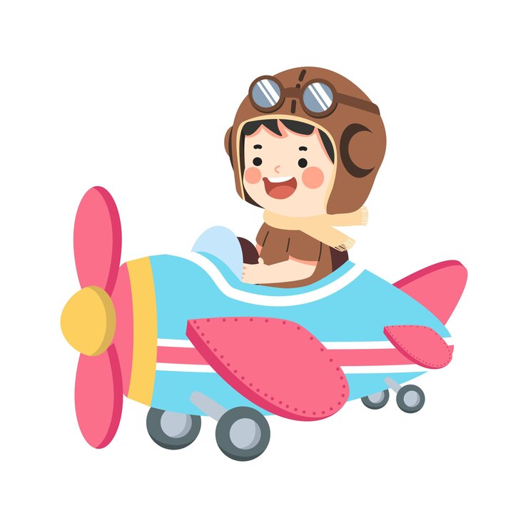 Kid pilot boy on a airplane