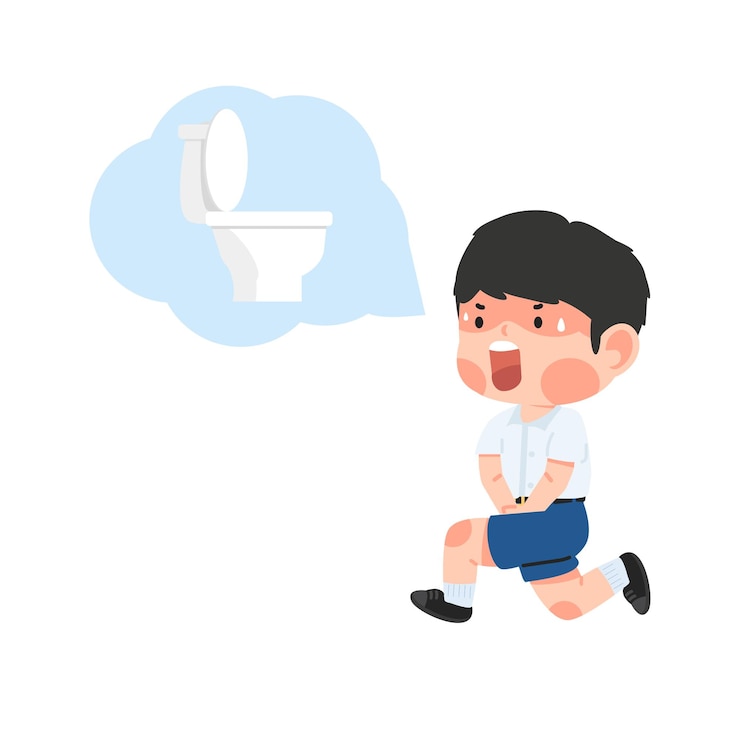 Kid Student need a pee go to the toilet