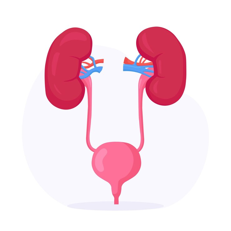 Vector kidneys and bladder. human internal organ. urogenital system. urinary tract infection. nephrology, urology. kidney endoscopy, partial nephrectomy