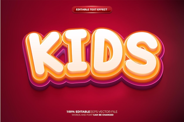 KIDS 3D logo mock up template Editable text Effect Style