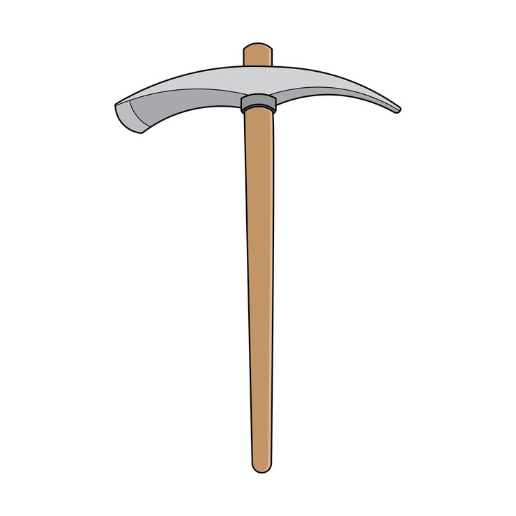 Vector kids drawing cartoon vector illustration pickaxe axe icon isolated on white background