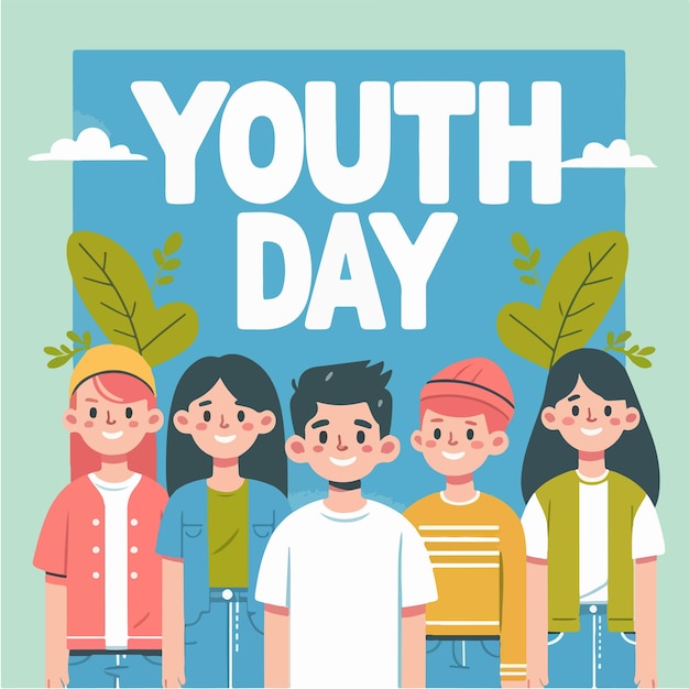 kids illustration with youth day text in flat design style