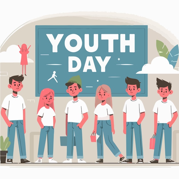 kids illustration with youth day text in flat design style