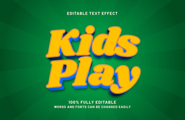 kids play editable text effect in happy and smart text style