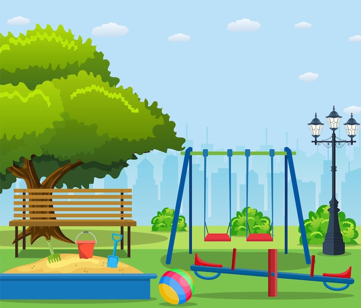 Vector kids playground cartoon