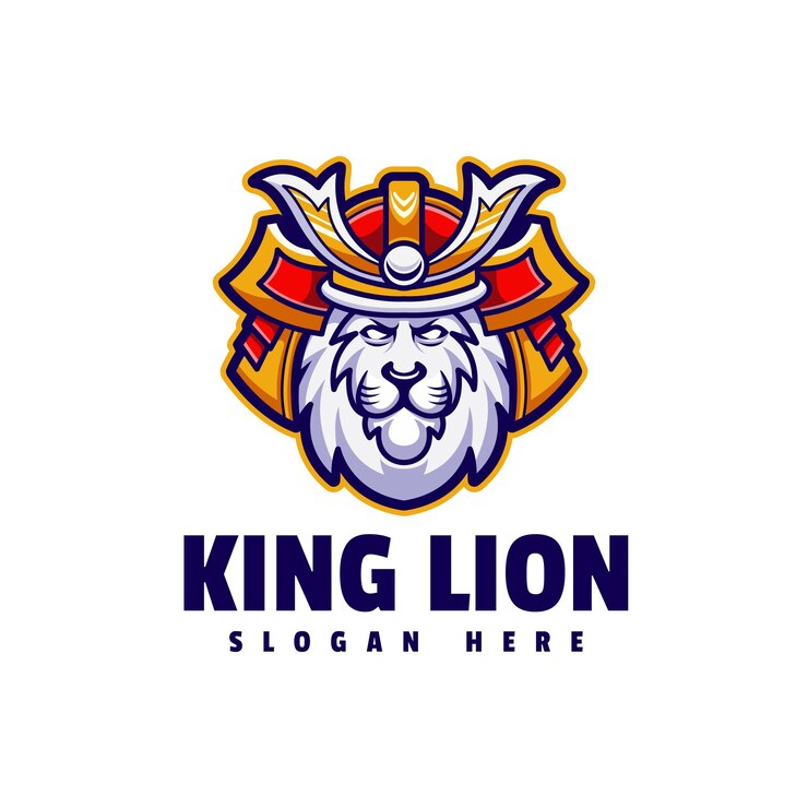Vector king lion colorful logo design
