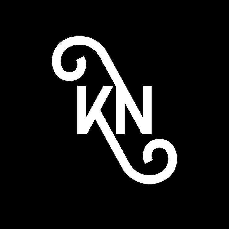 Vector kn letter logo design on black background kn creative initials letter logo concept kn letter design kn white letter design on black background k n k n logo