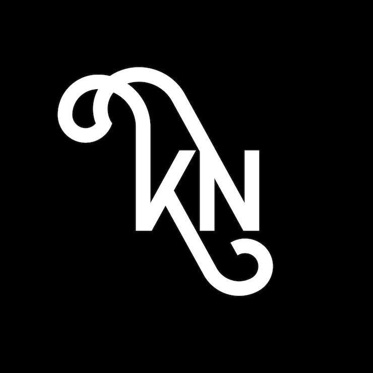 Vector kn letter logo design on black background kn creative initials letter logo concept kn letter design kn white letter design on black background k n k n logo
