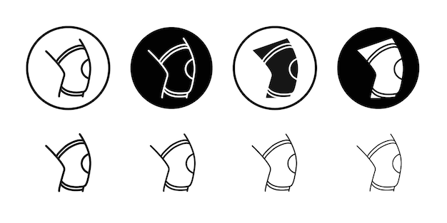 Knee Orthopedic Brace icon Black line art vector logo set