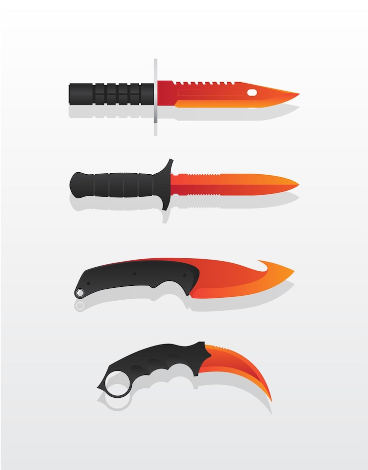 Vector knife collection with different shapes