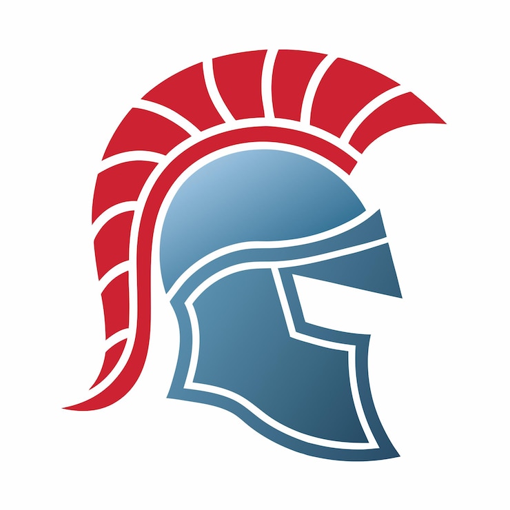 Vector knight helmet vector design with red plume