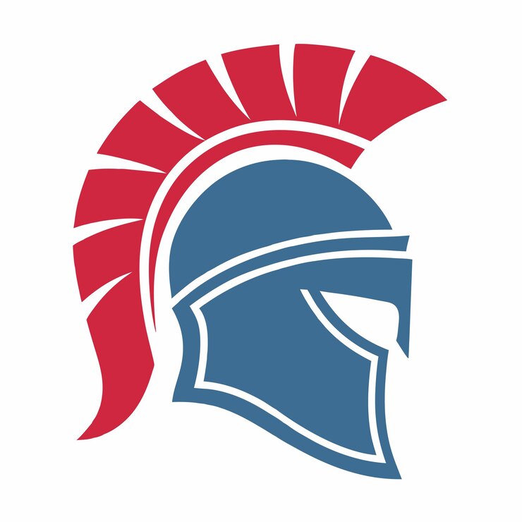 Vector knight helmet vector design with red plume