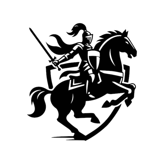 Knight Riding Horse with Sword and Shield