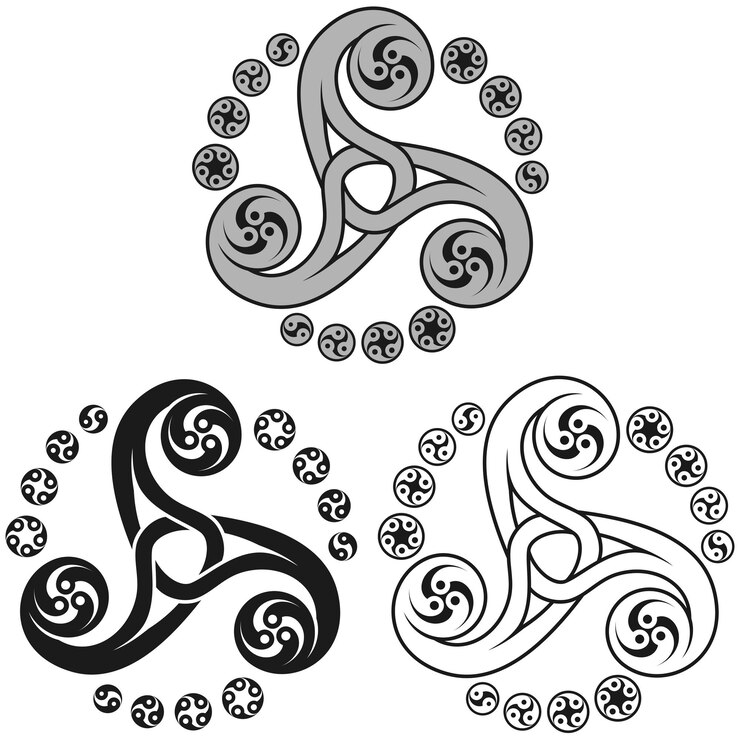 Vector knotted triskelion symbol design