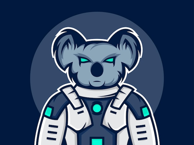 Koala Astronaut Character illustration premium vector for logo gaming Premium Vector