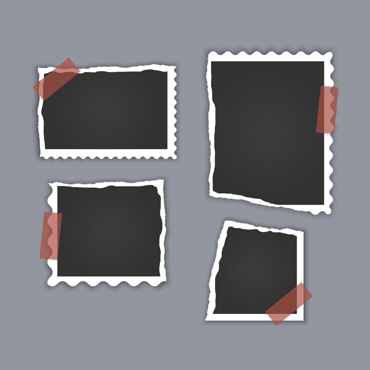 Vector koleksi bingkai foto dengan efek sobek dengan selotip