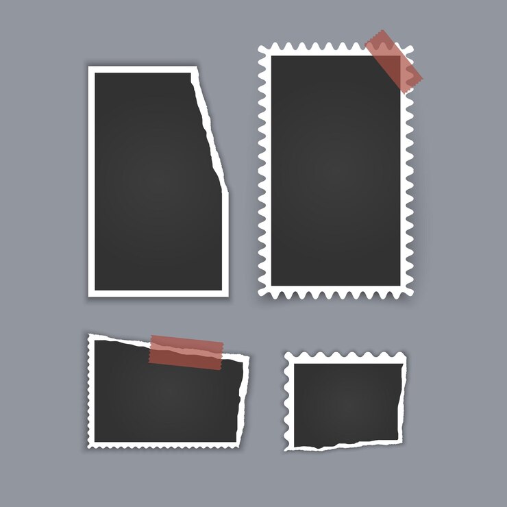 Vector koleksi bingkai foto dengan efek sobek dengan selotip