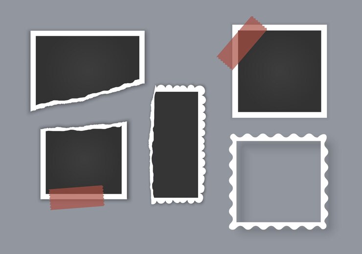 Vector koleksi bingkai foto dengan efek sobek dengan selotip