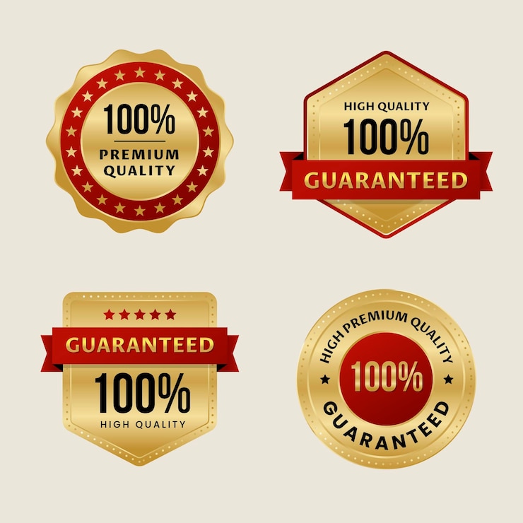 Vector koleksi label jaminan 100%
