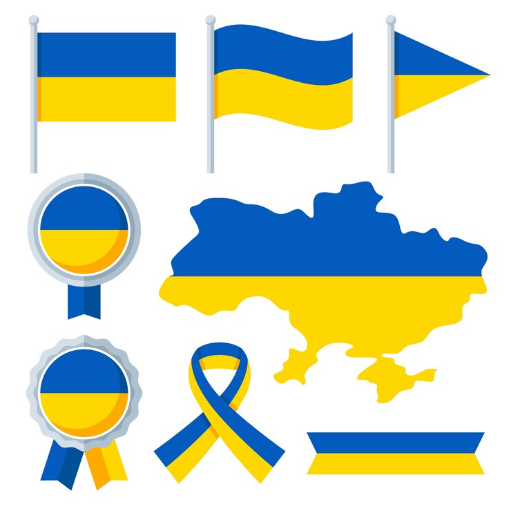 Vector koleksi lambang nasional ukraina desain datar