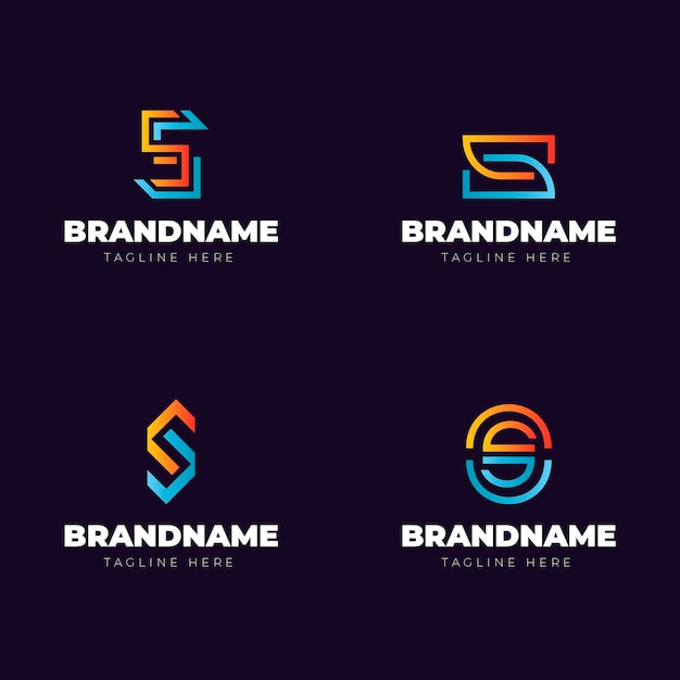 Koleksi logo s berwarna gradien