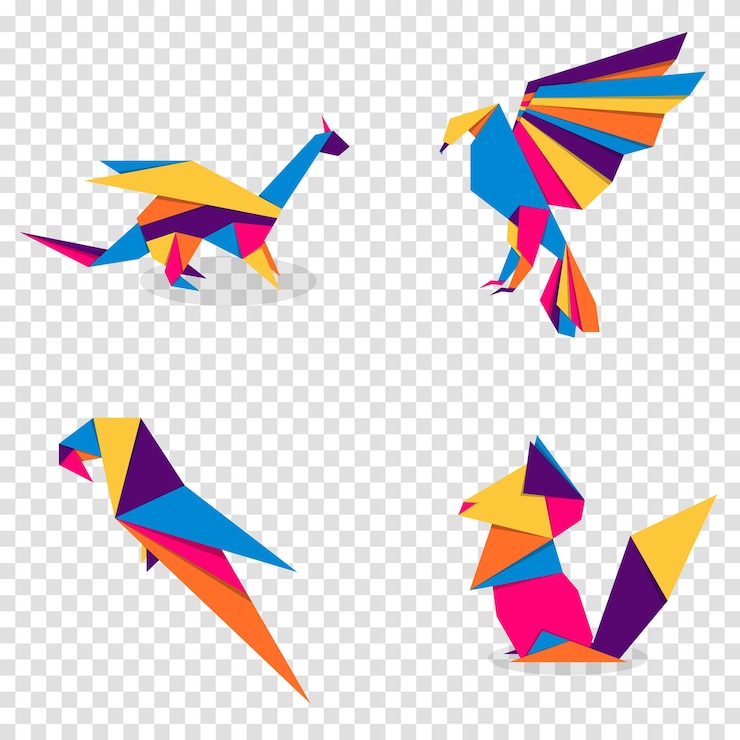 Vector koleksi origami hewan origami hewan vektor desain logo hewan abstrak ilustrasi vektor origami hewan