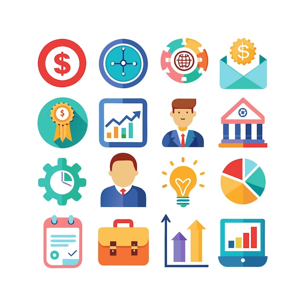 Koleksi Set Ikon Bisnis dan Keuangan Ilustrasi Vektor untuk Dokumen Situs Web dan Aplikasi