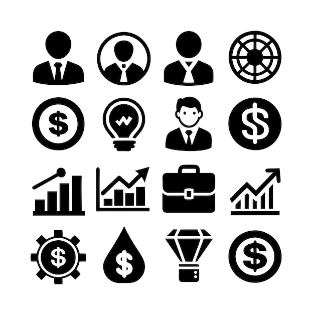 Koleksi Set Ikon Bisnis dan Keuangan Ilustrasi Vektor untuk Dokumen Situs Web dan Aplikasi