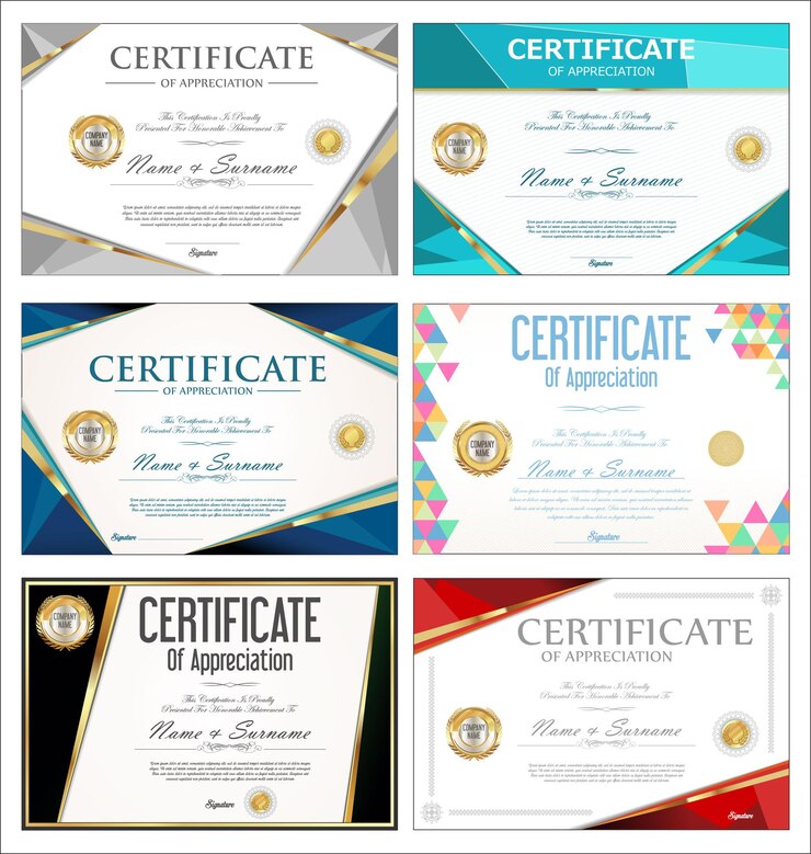 Vector koleksi templat desain retro sertifikat atau diploma berwarna-warni