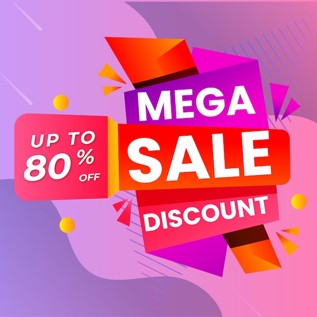 Komposisi banner mega sale modern dengan templat latar belakang diskon datar vektor abstrak