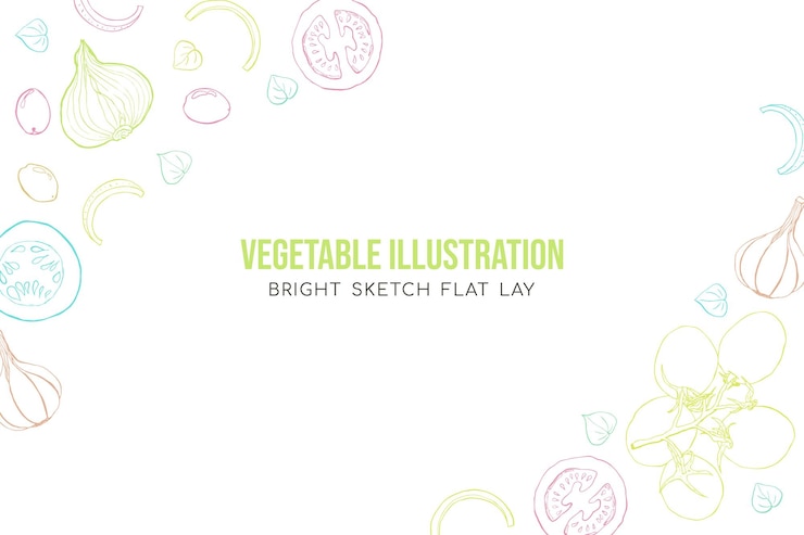 Vector komposisi sampul ilustrasi seni sketsa sayuran