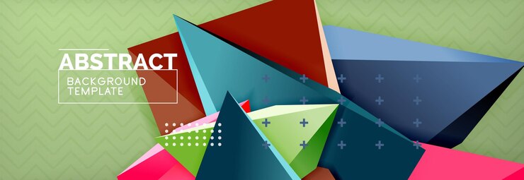 Vector komposisi segitiga abstrak minimalis penuh warna dengan latar belakang abstrak