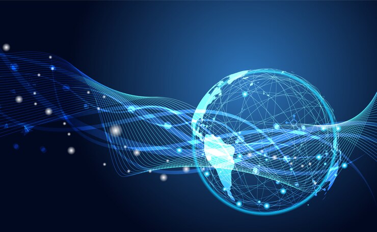 koneksi aliran gelombang jaringan global futuristik