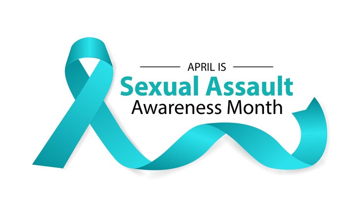 Konsep bulan kesadaran pelecehan seksual Banner dengan ilustrasi vektor pita teal Poster selebaran