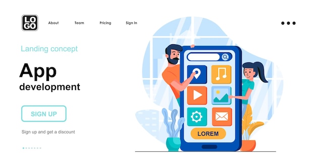 Konsep desain datar pengembangan aplikasi